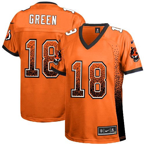 Women's Elite A.J. Green Nike Jersey Orange - #18 Drift Fashion NFL Cincinnati Bengals